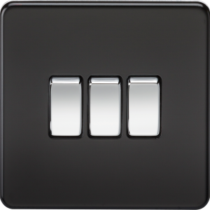 10AX 3G 2-way Switch - Matt Black with Chrome Rocker