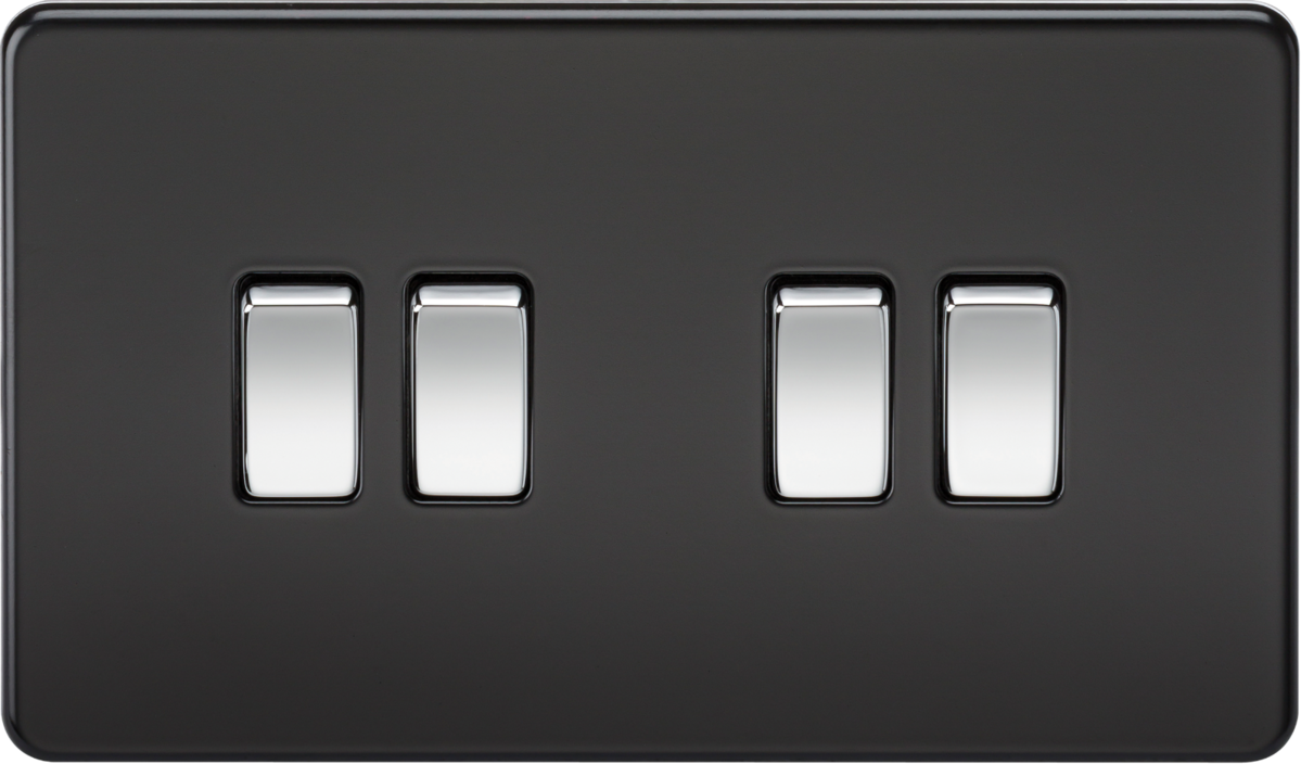 10AX 4G 2-way Switch - Matt Black with Chrome Rocker