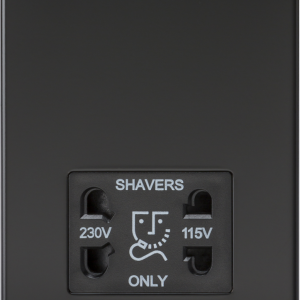 115V/230V Dual Voltage Shaver Socket - Matt Black with Black Insert