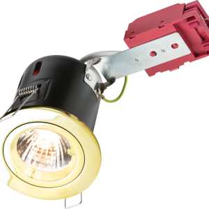 230V IP20 50W Fixed GU10 IC Fire-Rated Downlight in Brass
