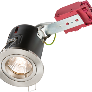 230V 50W Fixed GU10 IC Fire-Rated Downlight in Brushed Chrome
