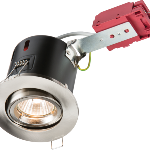 230V IP20 50W GU10 IC Fire-Rated Tilt Downlight Brushed Chrome