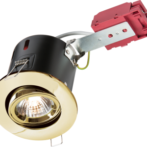 230V IP20 50W GU10 IC Fire-Rated Tilt Downlight Brass