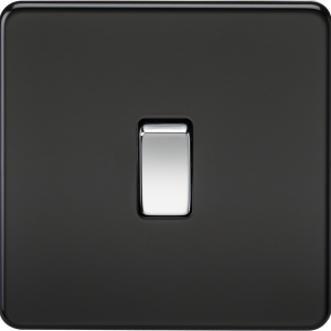 10AX 1G Intermediate Switch - Matt Black with Chrome Rocker