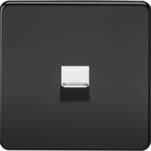 Telephone Master Socket -Matt Black with Chrome Shutter