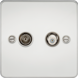 TV and SAT TV Outlet (isolated) - Polished Chrome