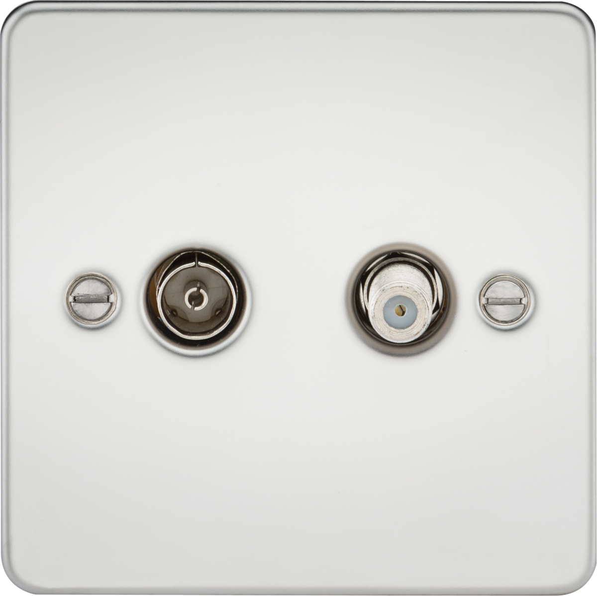 TV and SAT TV Outlet (isolated) - Polished Chrome