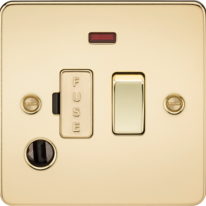 13A Switched Fused Spur Unit with Neon & Flex Outlet - Polished Brass