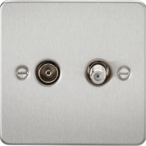TV and SAT TV Outlet (isolated) - Brushed Chrome