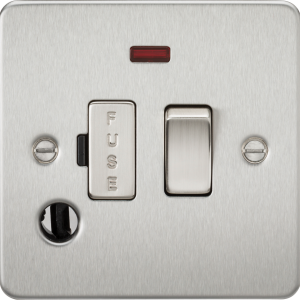 13A Switched Fused Spur Unit with Neon & Flex Outlet - Brushed Chrome
