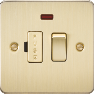 13A Switched Fused Spur Unit with Neon - Brushed Brass