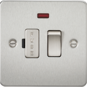 13A Switched Fused Spur Unit with Neon - Brushed Chrome