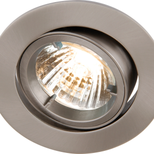 IP20 230V GU10 Brushed Chrome Recessed Tilt Twist & Lock Downlight