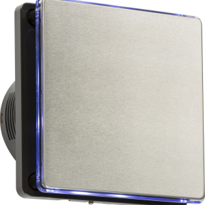 100mm/4 inch LED Backlit Extractor Fan with Overrun Timer - Black and Stainless Steel
