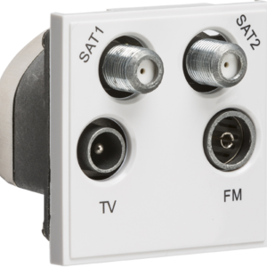 Quadplexed SAT1/SAT2/TV/FM DAB Outlet Module 50 x 50mm - White
