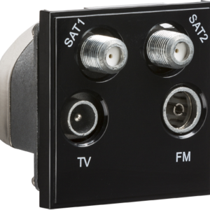 Quadplexed SAT1/SAT2/TV/FM DAB Outlet Module 50 x 50mm - Black