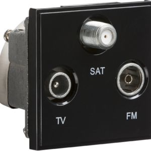 Triplexed TV /FM DAB/ SAT TV Outlet Module 50 x 50mm - Black