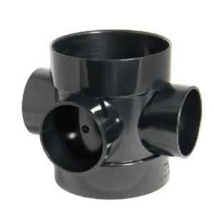 Aquaflow 110mm Push Fit Soil Short Boss Pipe Connector 63mm Open Black