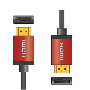 112.237UK Premium 4K HDMI Leads with Coloured Aluminium Head-Shells Red 10.0m