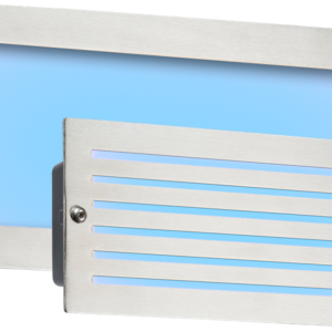 230V IP54 5W Blue LED Recessed Brick Light - Brushed Steel Fascia