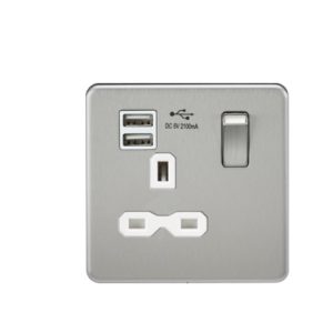 SFR9901BCW 13A 1G SP Switched Socket with Dual USB A+A (5V DC 2.1A shared) - Brushed