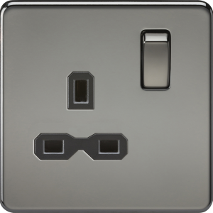13A 1G DP Switched Socket - Black Nickel with Black Insert