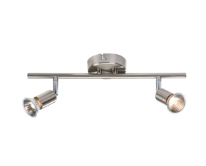 230V GU10 Twin Bar Spotlight- Brushed Chrome