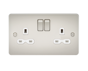 13A 2G DP Switched Socket With Twin Earths - Pearl With White Insert