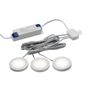 230V IP20 2.5W LED Dimmable Under Cabinet Lights in White - Pack of 3 - 3000K