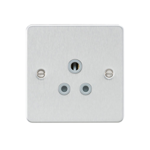 5A Unswitched Socket - Brushed Chrome With Grey Insert