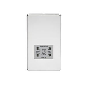 115/230V Dual Voltage Shaver Socket - Polished Chrome With Grey Insert