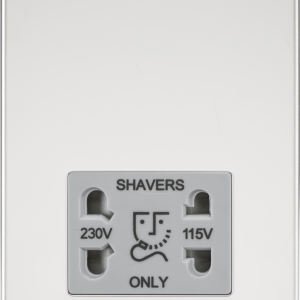 FP8900PCG 115/230V Dual Voltage Shaver Socket - Polished Chrome with Grey Insert