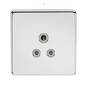 5A Unswitched Socket - Polished Chrome With Grey Insert