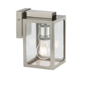 230V IP23 E27 Wall Lantern - Brushed Chrome