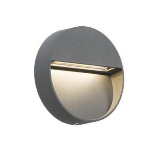 230V IP44 3W LED Round Wall/Guide Light - Grey