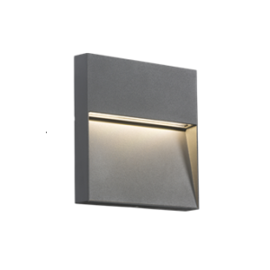 230V IP44 5W LED Square Wall/Guide Light - Grey