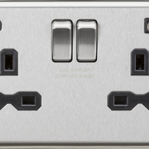 13A 2G SP Switched Socket with Dual USB C+A 5V DC 4.0A [shared] - Brushed Chrome