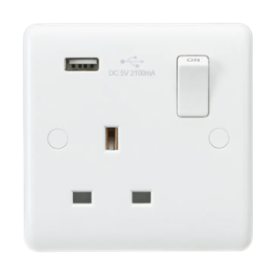 13A 1G SP Switched Socket With USB -A (5V DC 2.1A)