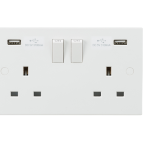 13A 2G SP Switched Socket with Dual USB A+A (5V DC 3.1A shared)