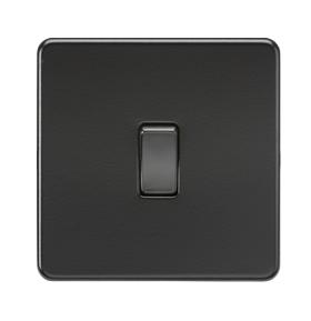 10AX 1G 2-Way Switch - Matt Black With Black Rocker