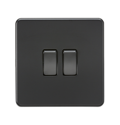 10AX 2G 2-Way Switch - Matt Black With Black Rockers