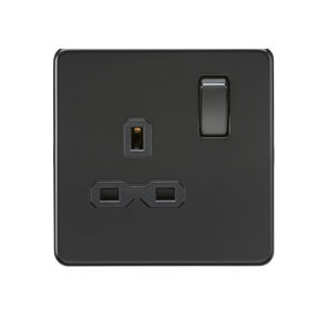 13A 1G DP Switched Socket - Matt Black With Black Insert