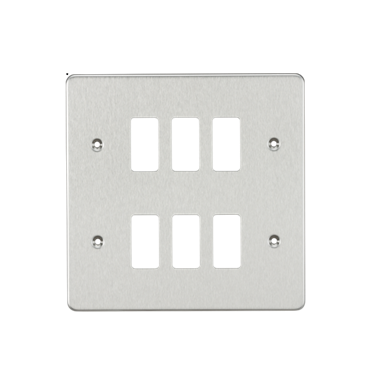 Flat Plate 6G Grid Faceplate - Brushed Chrome