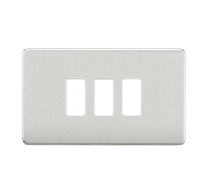 Screwless 3G Grid Faceplate - Brushed Chrome