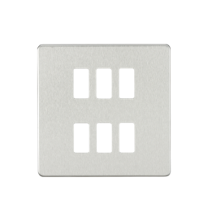 Screwless 6G Grid Faceplate - Brushed Chrome