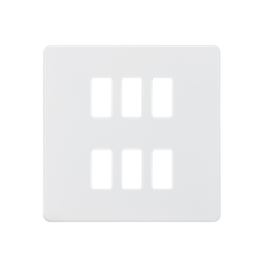 Screwless 6G Grid Faceplate - Matt White