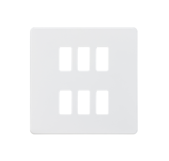 Screwless 6G Grid Faceplate - Matt White