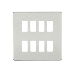 Screwless 8G Grid Faceplate - Brushed Chrome