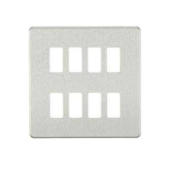 Screwless 8G Grid Faceplate - Brushed Chrome