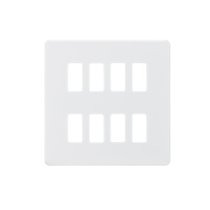 Screwless 8G Grid Faceplate - Matt White